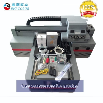 4060 A2 Impresora de botellas UV de tamaño pequeño con jig rotativo y impresora de inyección de tinta de rodillo plano